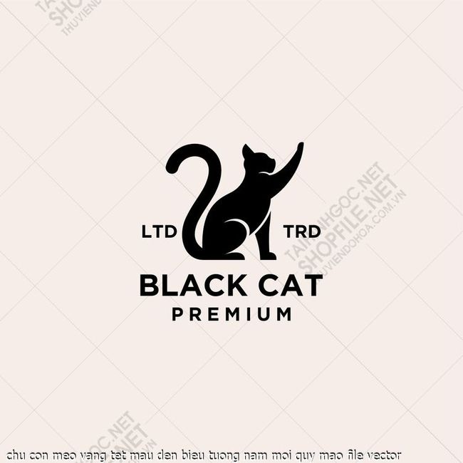 chu con meo vang tet mau den bieu tuong nam moi quy mao file vector
